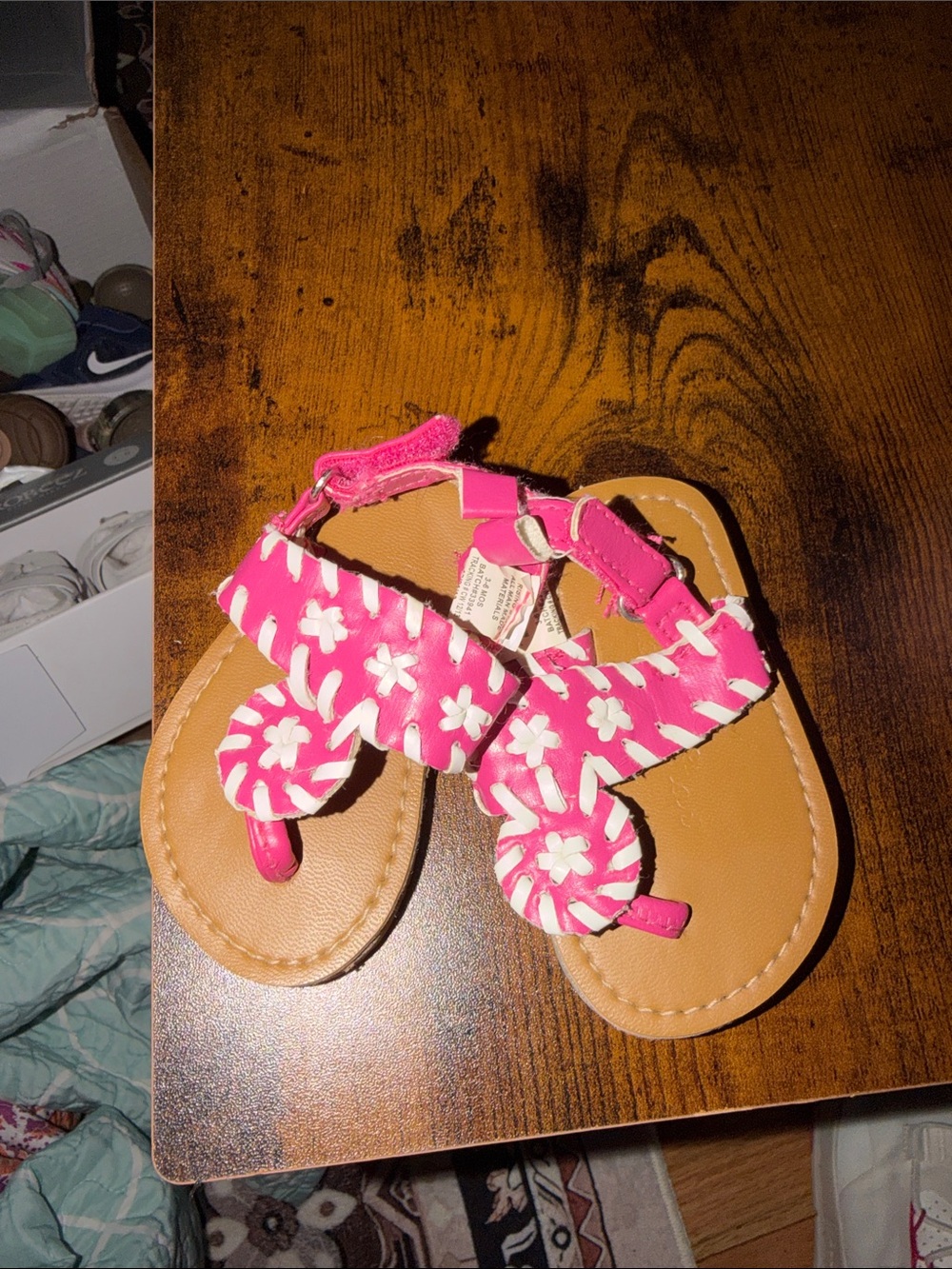 Rising Star Hot Pink Floral Toddler Sandals